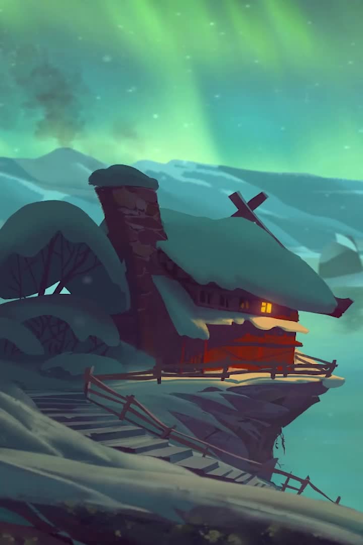 Iphone And Android Warm Cottage In Winter Phone Live Wallpaper