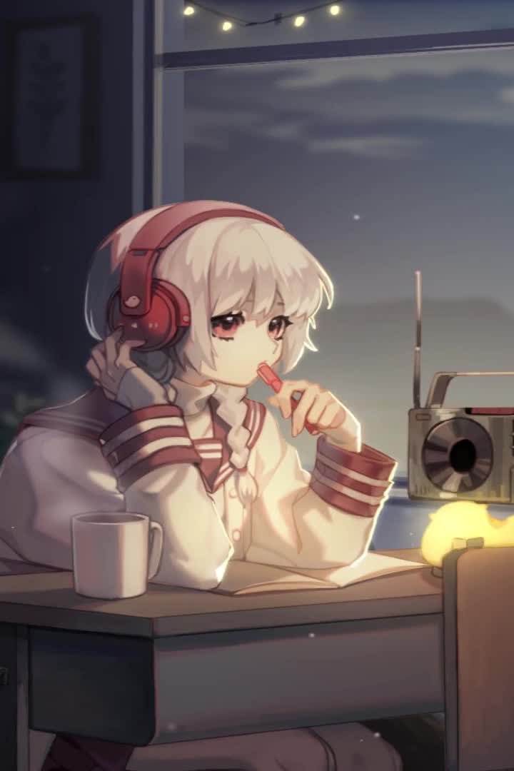 Girl Headphones Anime Iphone Wallpaper
