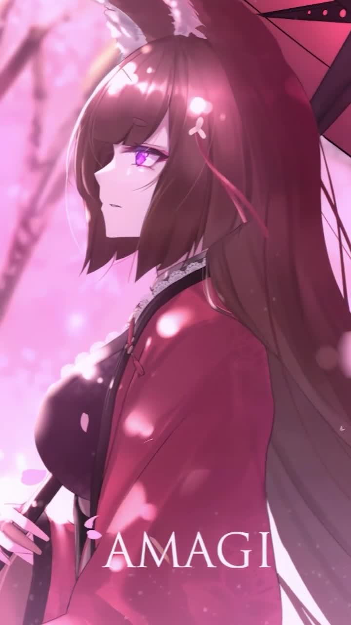 iPhone And Android Amagi Cherry Blossom Umbrella Azur Lane Phone Live Wallpaper