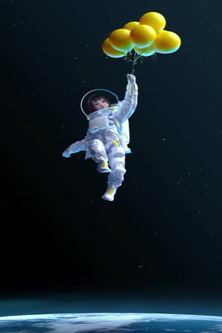 Girl With Balloons Space Iphone Wallpaper