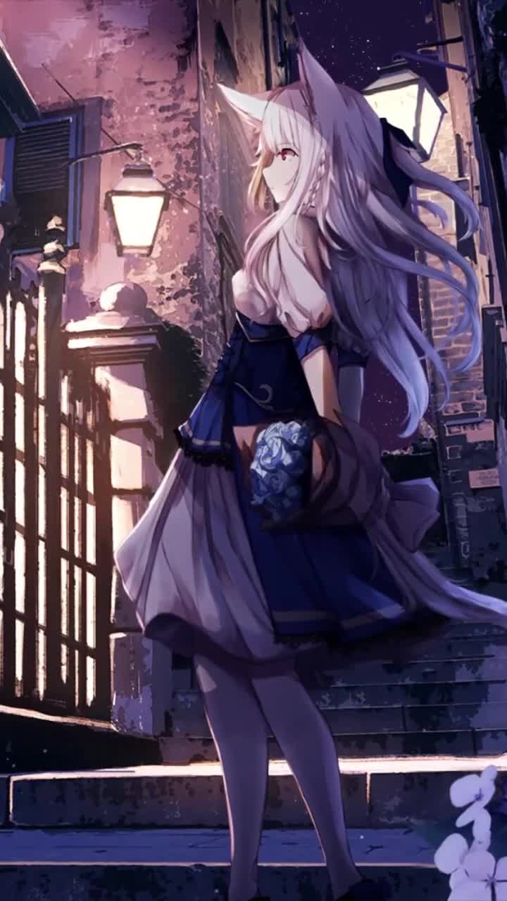 Android  iOS iphone Mobile Cat Girl Butterfly Anime Live Wallpaper