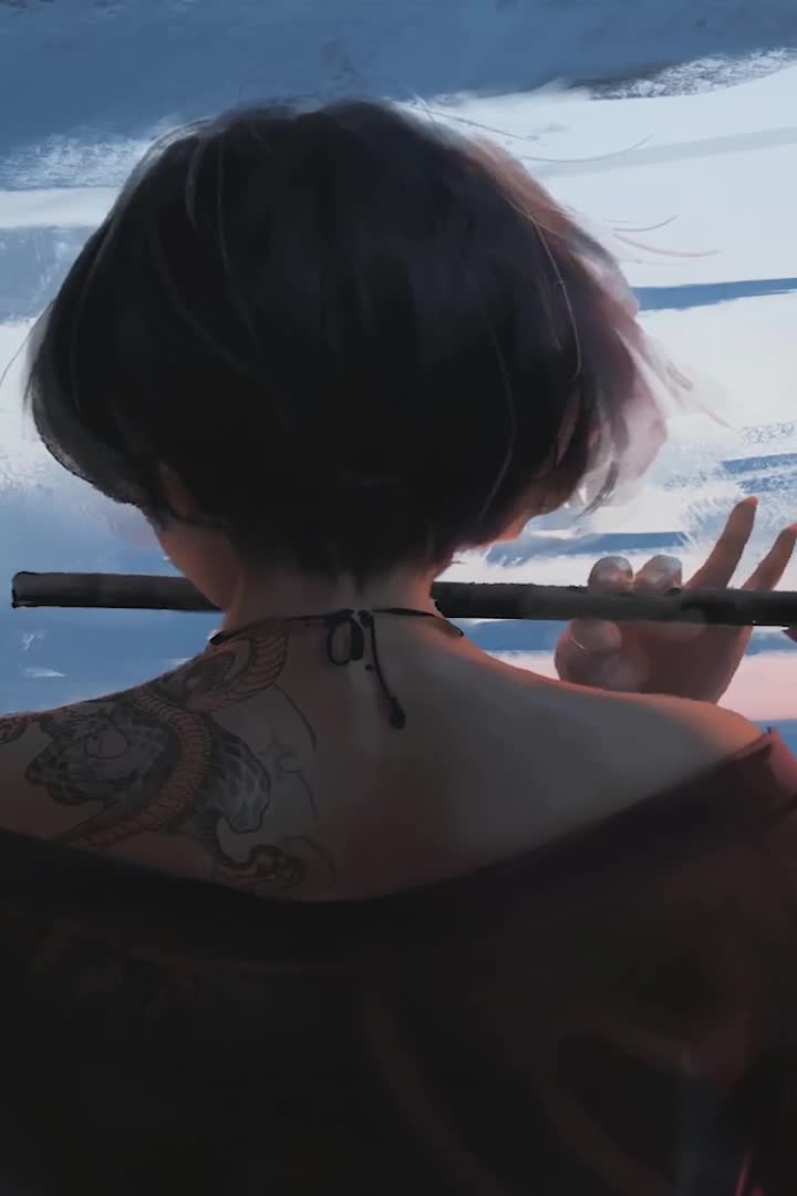 Flute Girl For iPhone Wallpaper