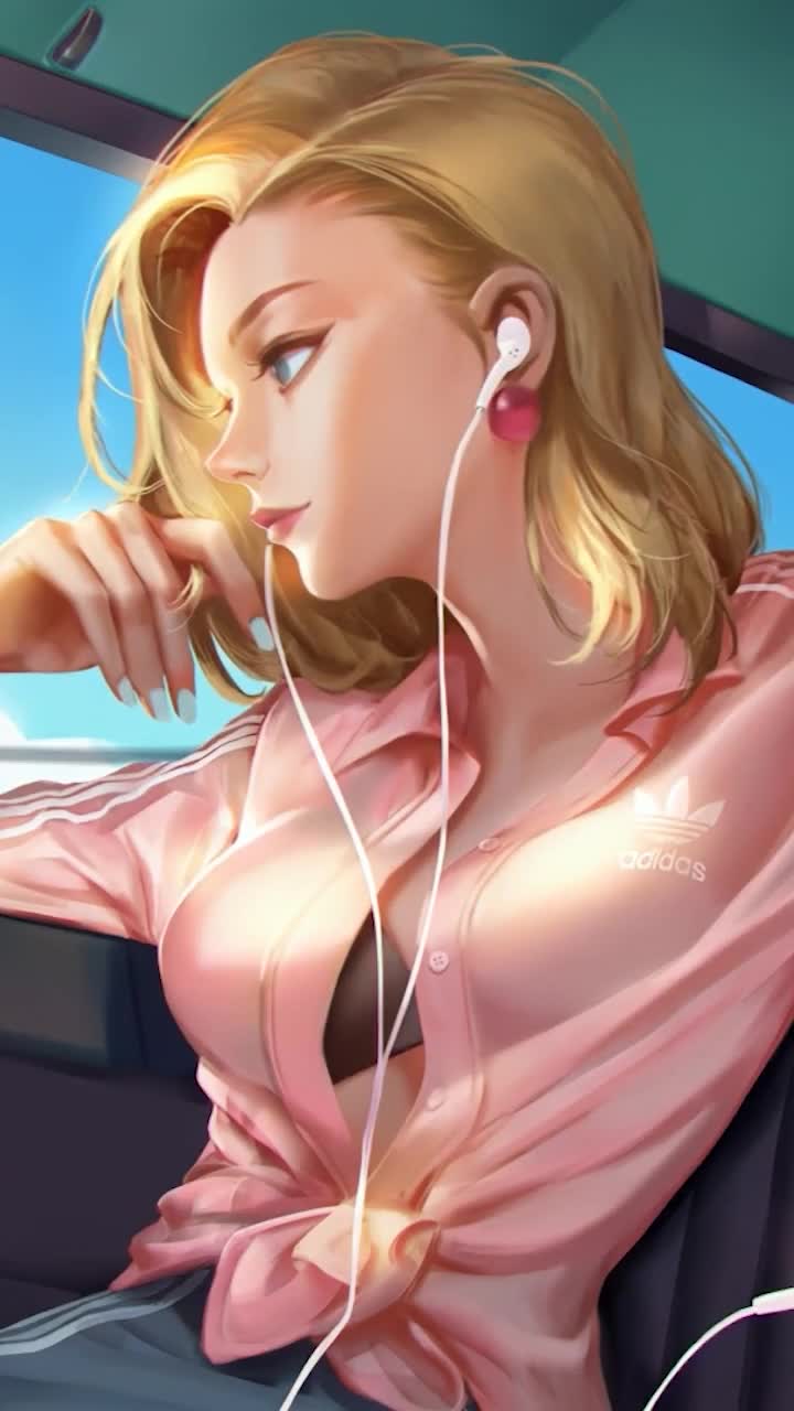 iPhone And Android Android 18 Listening To Music In The Car Dragon Ball Phone Live Wallpaper