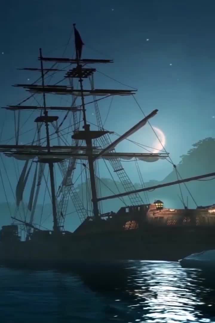 Live Pirate Ship Night Phone Wallpaper to iPhone and Android