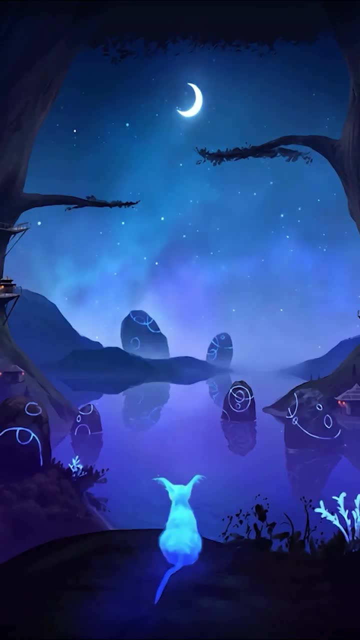 iPhone  Android Peaceful Forest Night Cat Phone Live Wallpaper