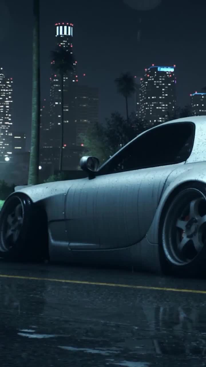 iPhone  Android Mazda Rx 7 Raining Night Free Phone Live Wallpaper