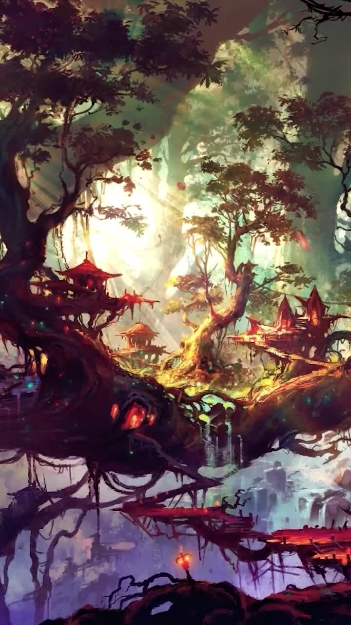 iPhone and Android Enchanted Forest Mystical World Phone Live Wallpaper