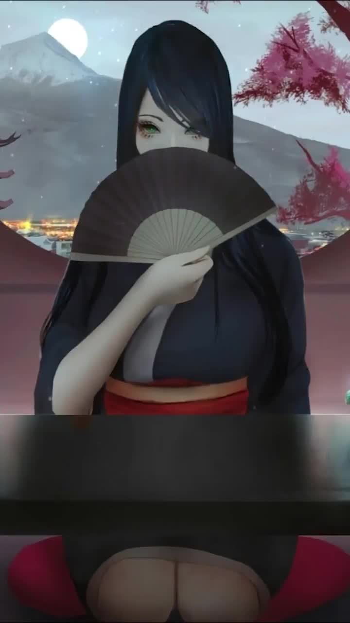 iPhone  Android Mysterious Girl Holding Fan Phone Live Wallpaper