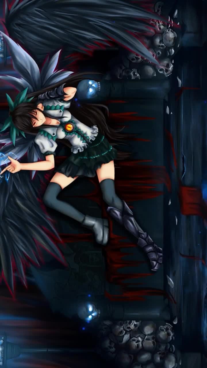iPhone And Android Reiuji Utsuho Sitting On The Throne Touhou Phone Live Wallpaper
