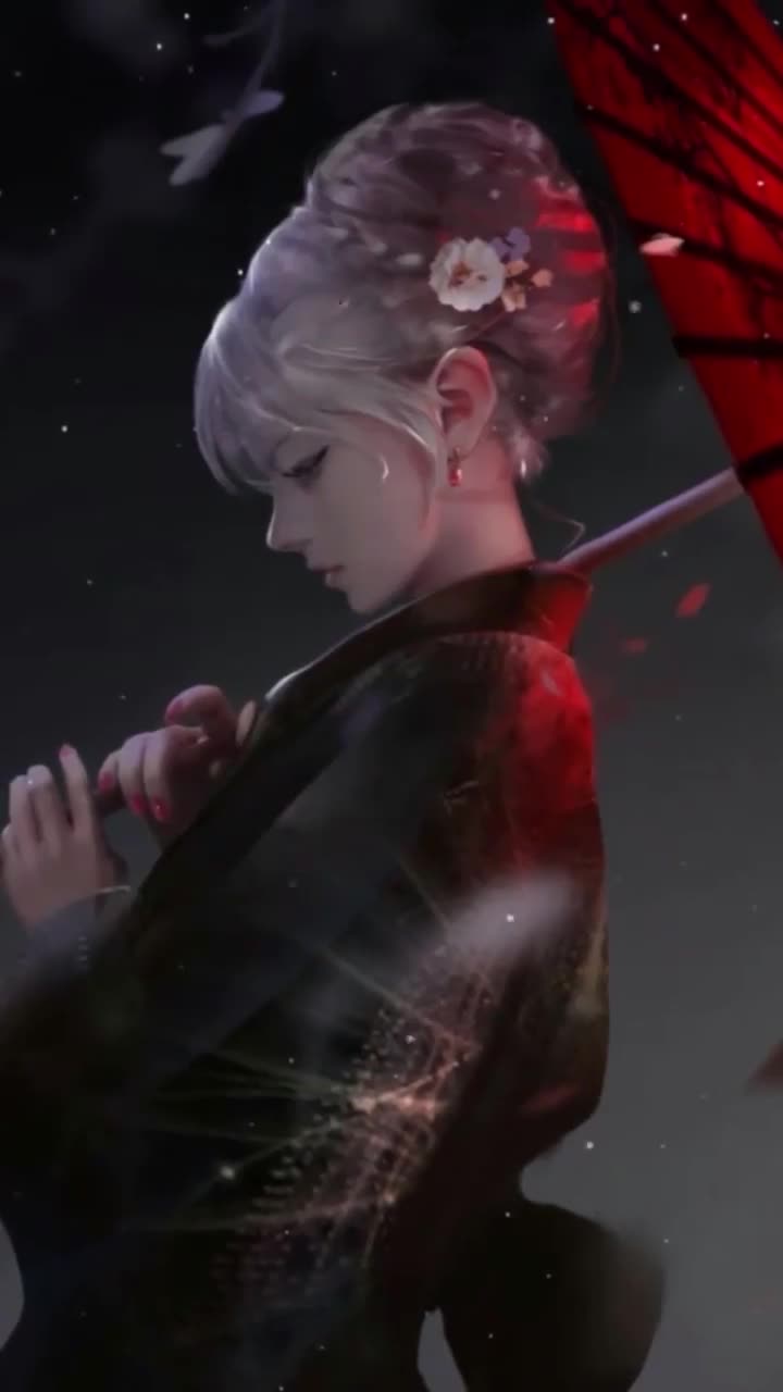 iPhone  Android Kimono Girl Umbrella Anime Phone Live Wallpaper