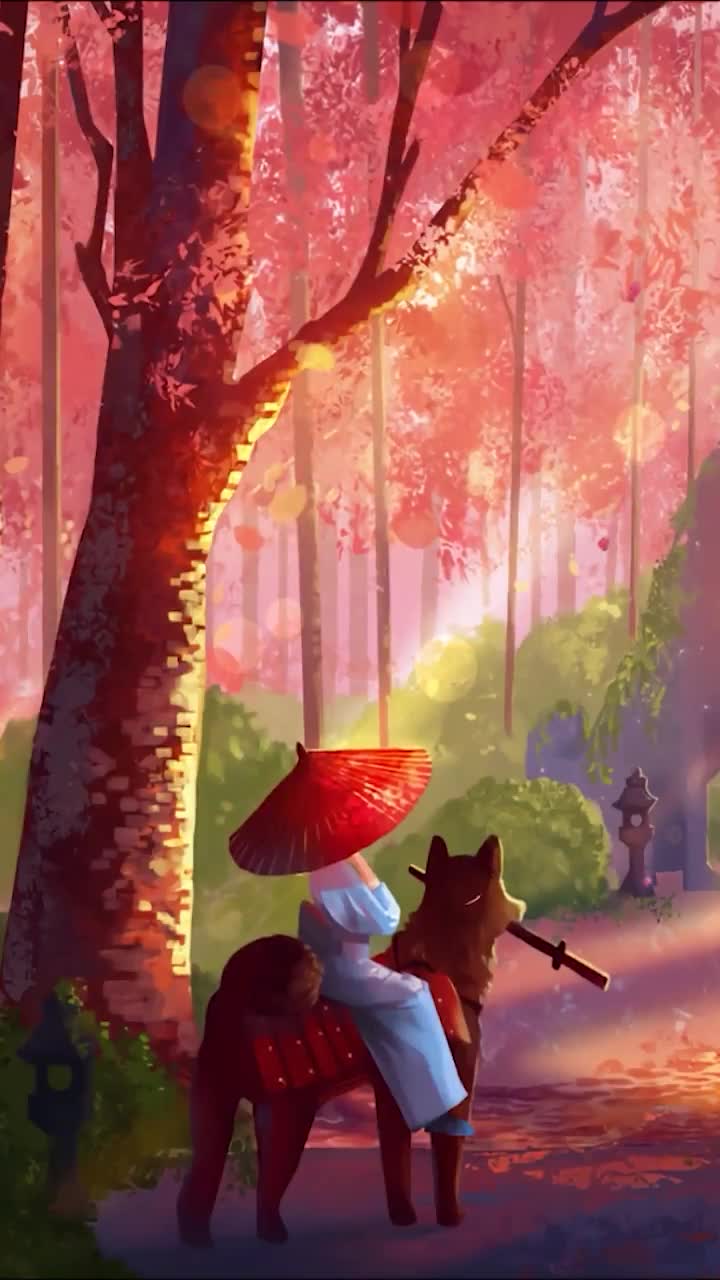 iPhone  Android Shiba Inu Falling Petals Phone Live Wallpaper