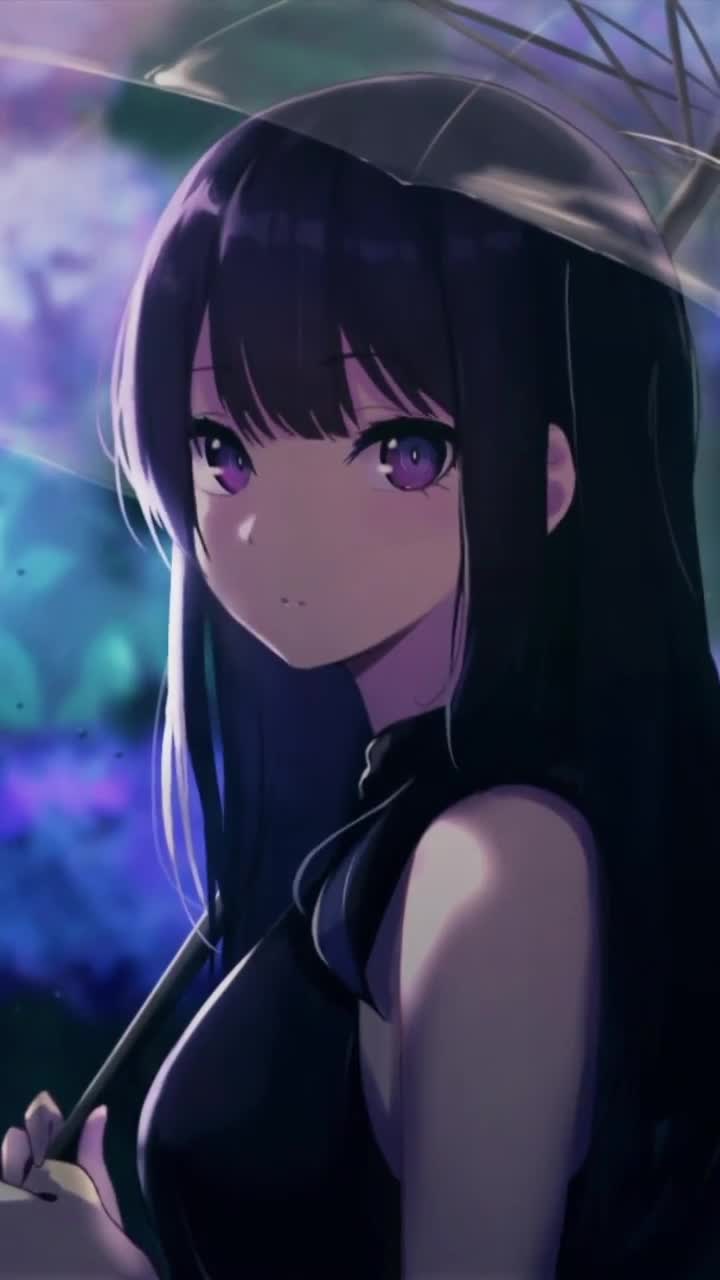 Android  iOS iphone Mobile Beautiful Anime Girl Under Umbrella Live Wallpaper