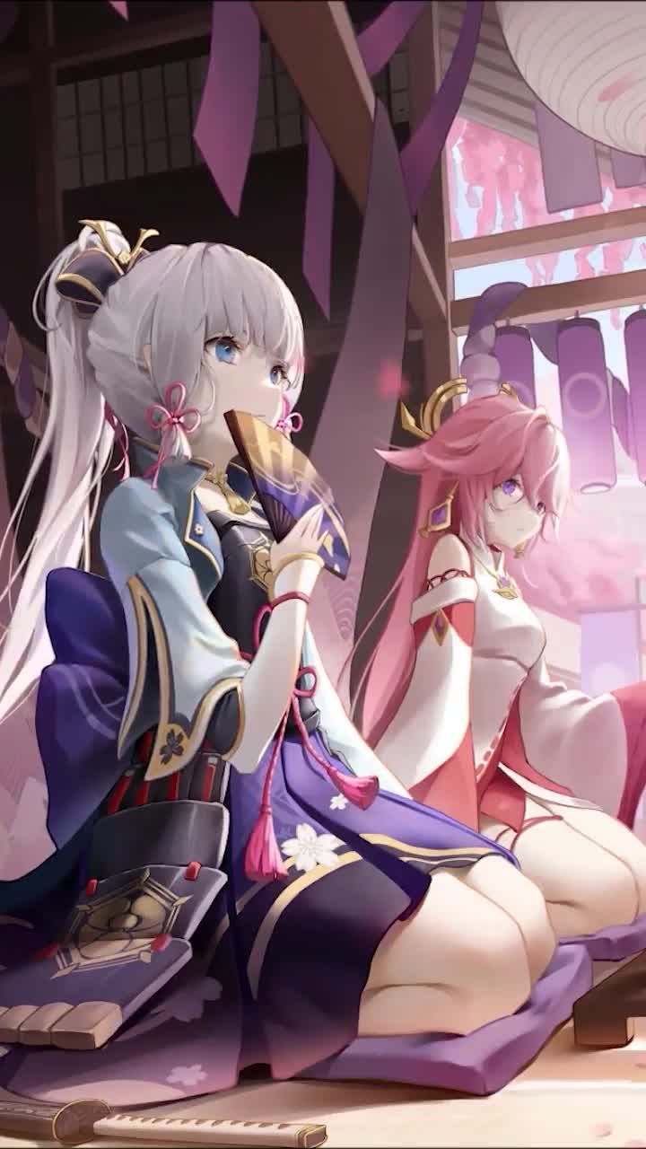 Android  iOS iphone Mobile Genshin Impact Kamisato Ayaka Guuji Yae Inazuma Cybust Wallpaper