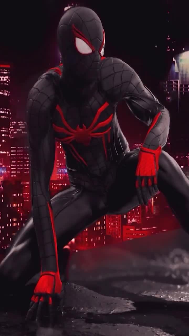 iPhone  Android Marvel Spiderman Miles Morales Dark Free Phone Live Wallpaper