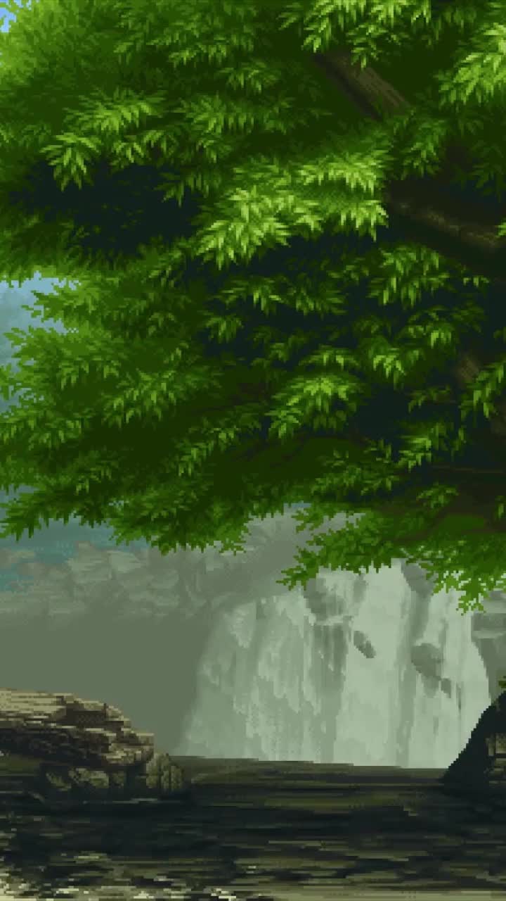 Cool pixel forest walterfall iphone wallpaper aesthetic