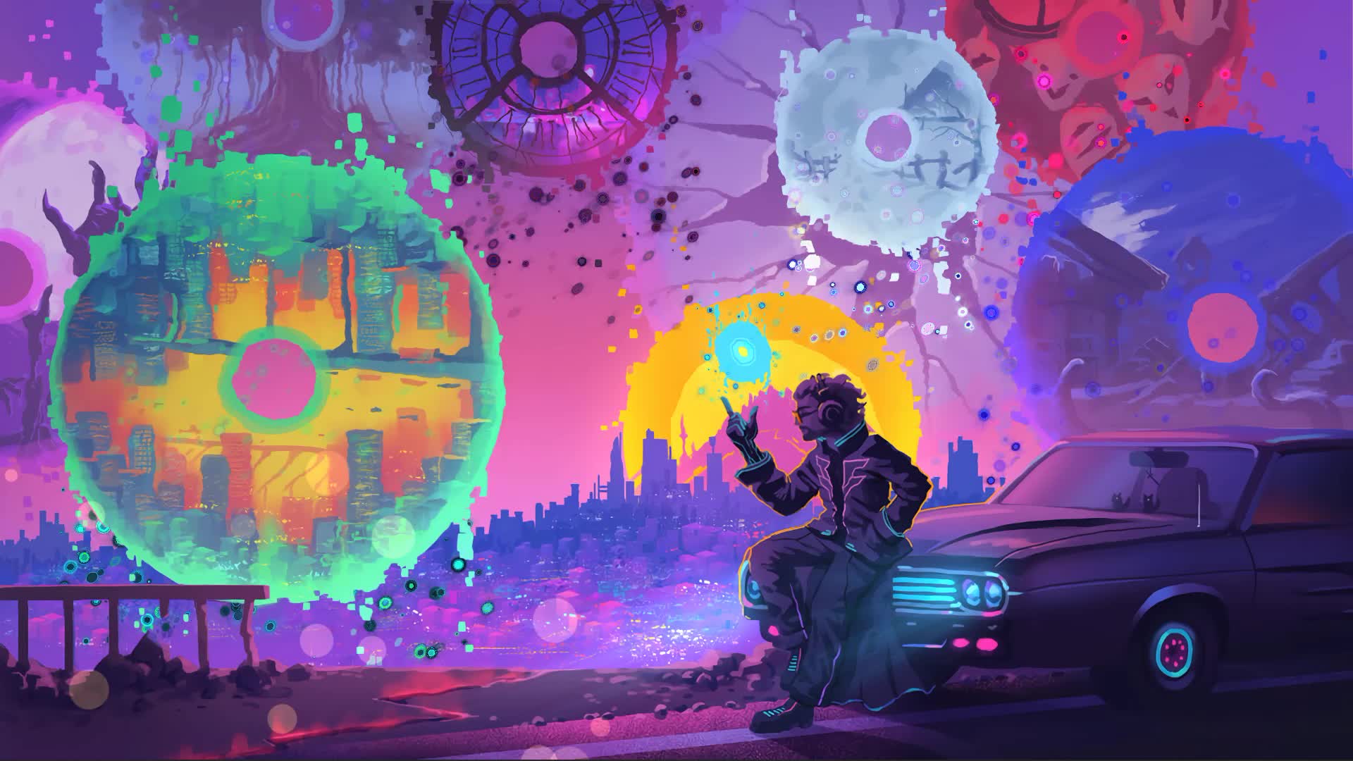 Retrowave Aviators Multiple Universes Live Wallpaper