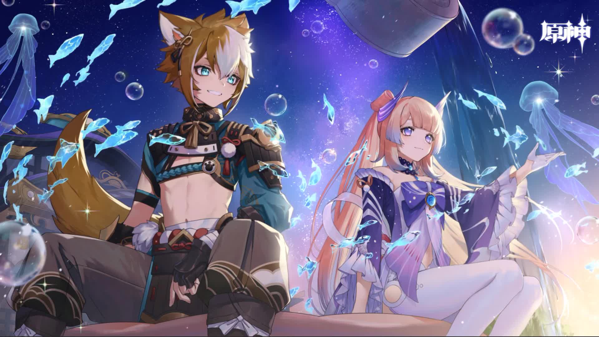 Gorou and Kokomi Live Anime Wallpaper