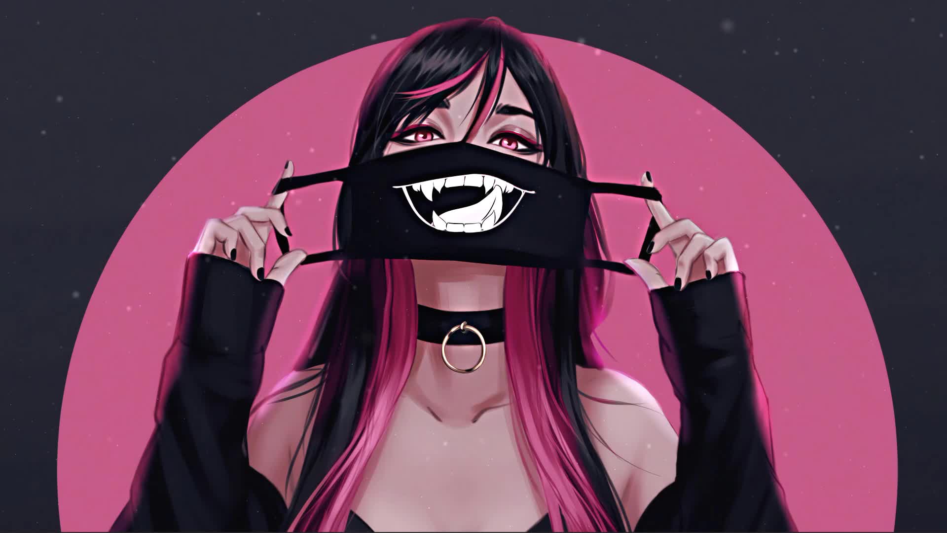 Pink Girl With Mask Live Wallpaper