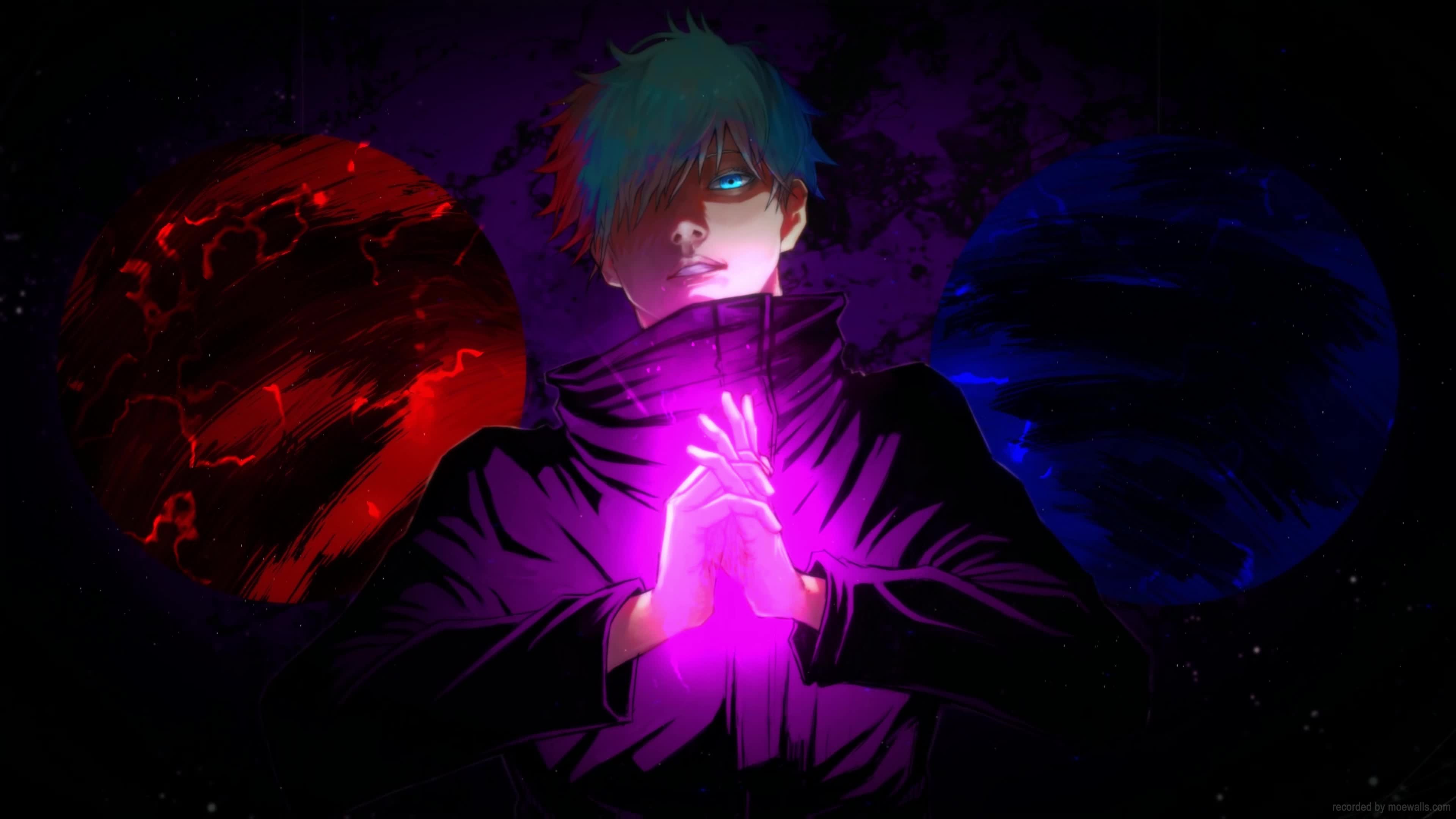 Anime Gojo Satoru Limitless Hollow Purple Cursed Red Jujutsu Kaisen Live Wallpaper