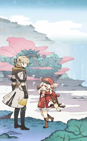 Klee & Albedo Live Phone Wallpaper Anime