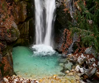 HD Mountain Turquoise Waterfall Video Wallpaper