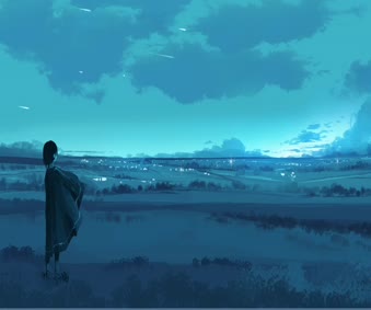 Anime Girl Blue Animated Wallpaper