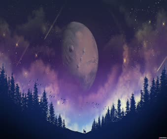 Moon Forest Purple Galaxy 4k Animated Wallpaper By Motiondesktop