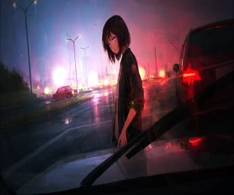 Anime Girl Rain 60fps Live Wallpaper