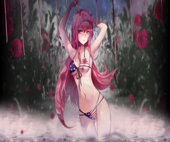 Anime Zero Two Swimsuit Girl Animated Wallpaper