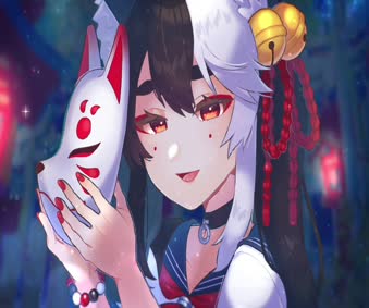 Live VTuber Fox Mask Video Wallpaper