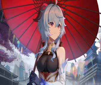 Ganyu Red Umbrella Live Wallpaper For PC