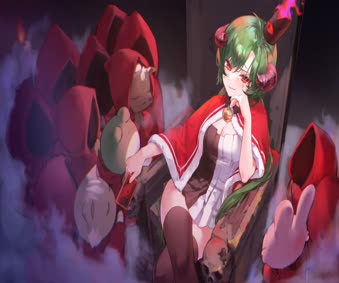 Green Hair Demon Girl Live Wallpaper For PC