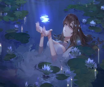 Anime Water Lily Girl Live Wallpaper