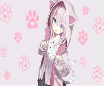 Anime Cat Hoody Live Wallpaper