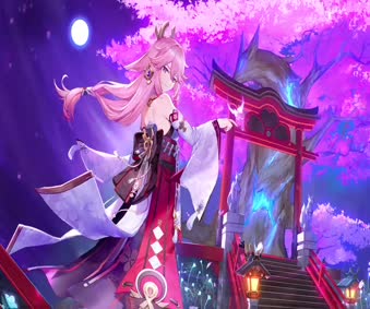 2K Yae Miko Genshin Impact Live HD Wallpaper