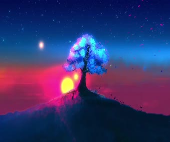 2K Sunset Maple Tree Scenery Live Wallpaper