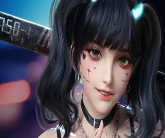 2K Beautiful Anime Girl With Tattoo Live Wallpaper