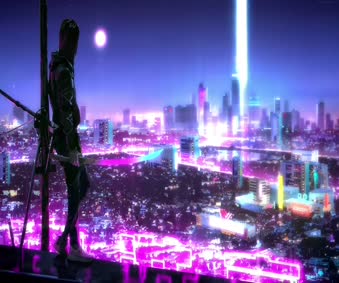 2K Samurai Cyberpunk Neon City Live Wallpaper