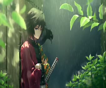 2K Giyu Tomioka With Crow Demon Slayer Live Wallpaper