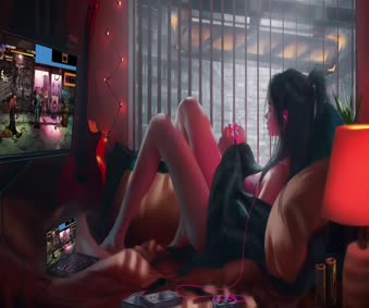 2K Gamer Anime Girl Playing Games Live Wallpaper