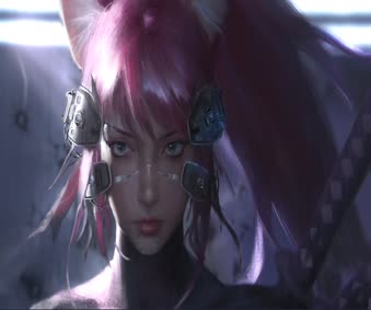 Live Cyberpunk Samurai Catgirl Wallpaper