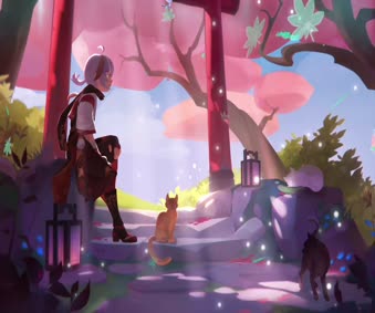 Kaedehara Kazuha & Cat Live Wallpaper