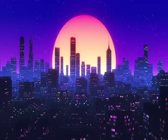 Pale Moon Over The City Live Wallpaper
