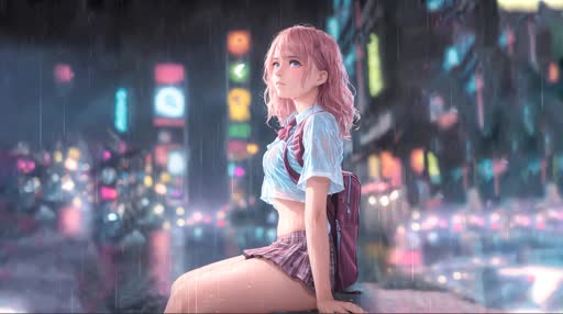 Girl in Rain Lively Wallpaper