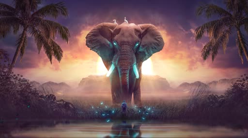 Elephant Surreal Landscape Lively Wallpaper