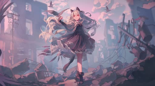 Pigeons Girl Lively Wallpaper