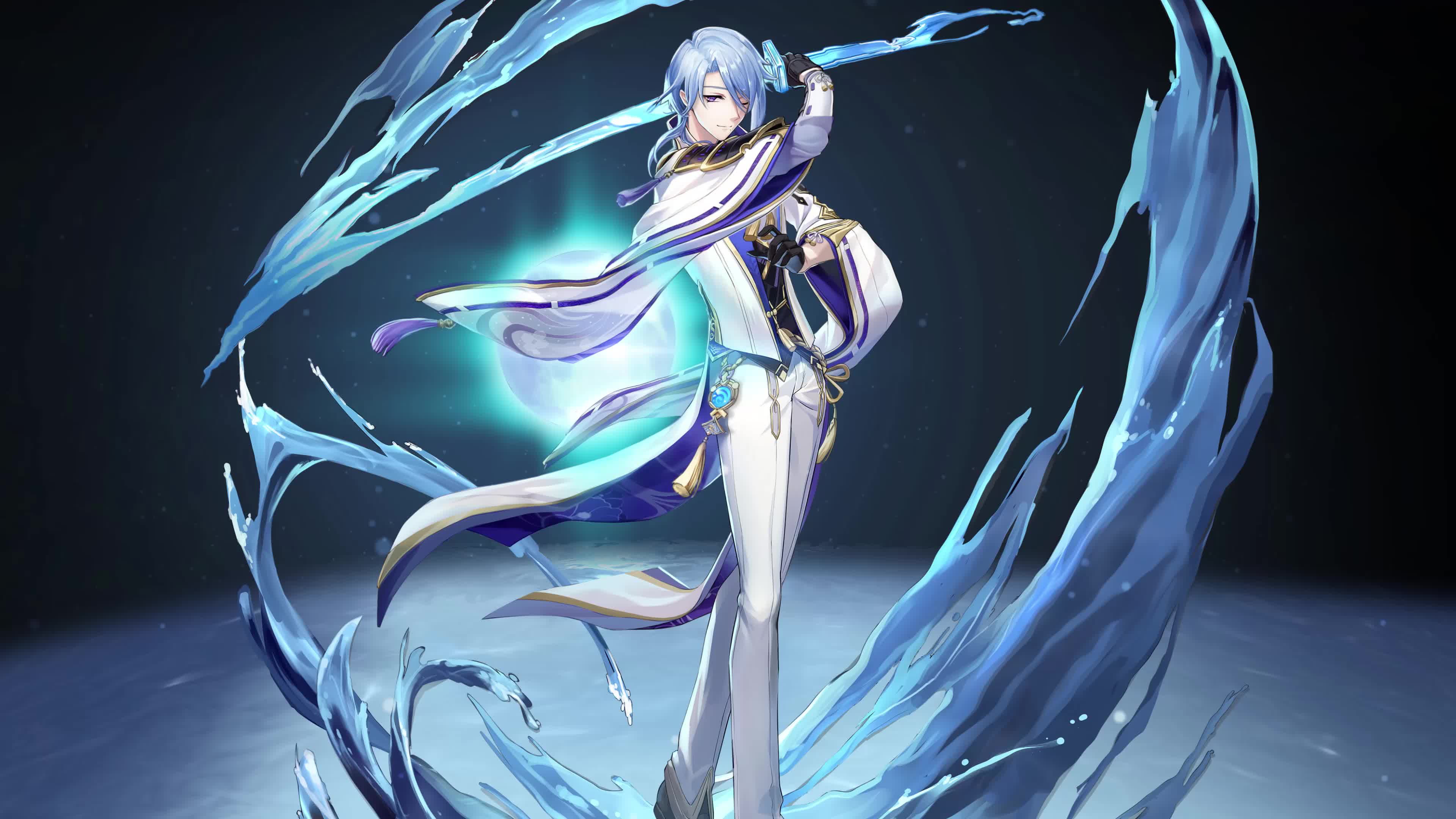 Genshin Impact Kamisato Ayato Blue BG Cybust PC