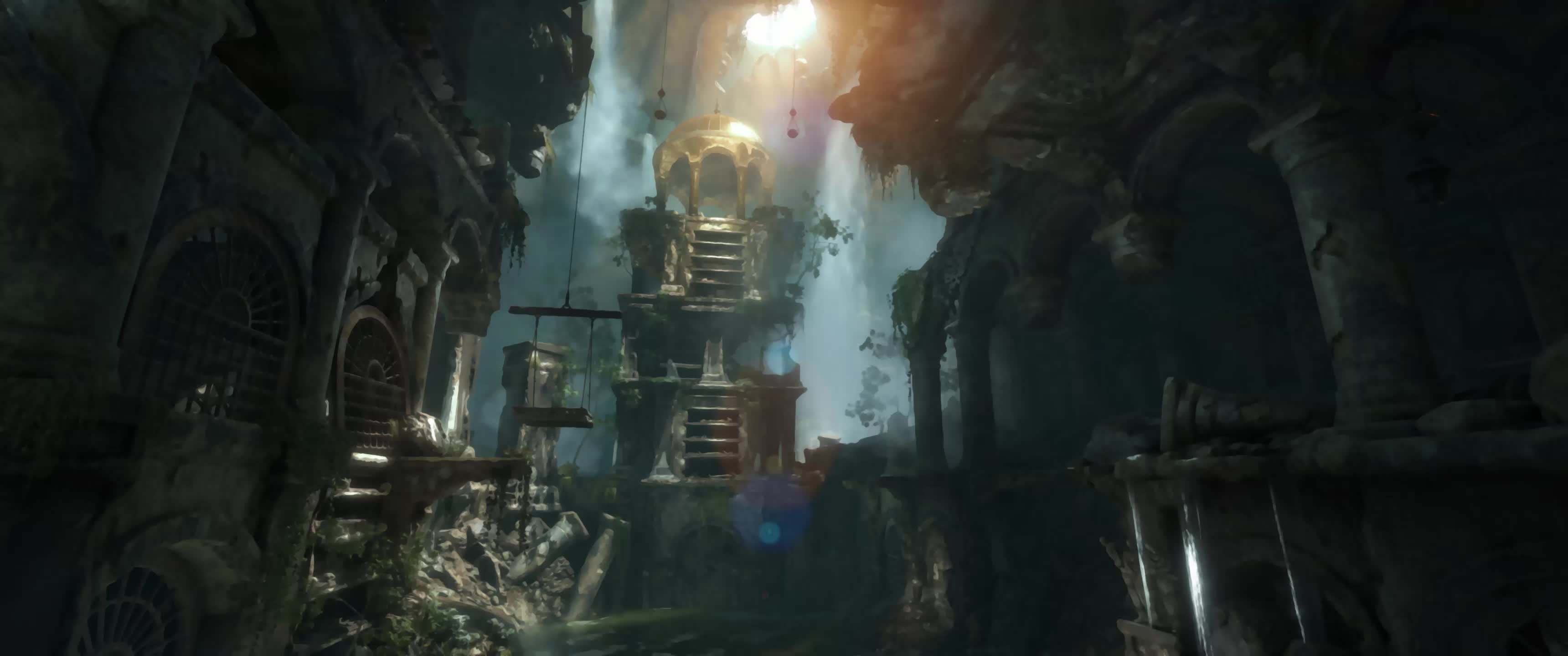 rise of the tomb raider sacred city 3440x1440 posterized