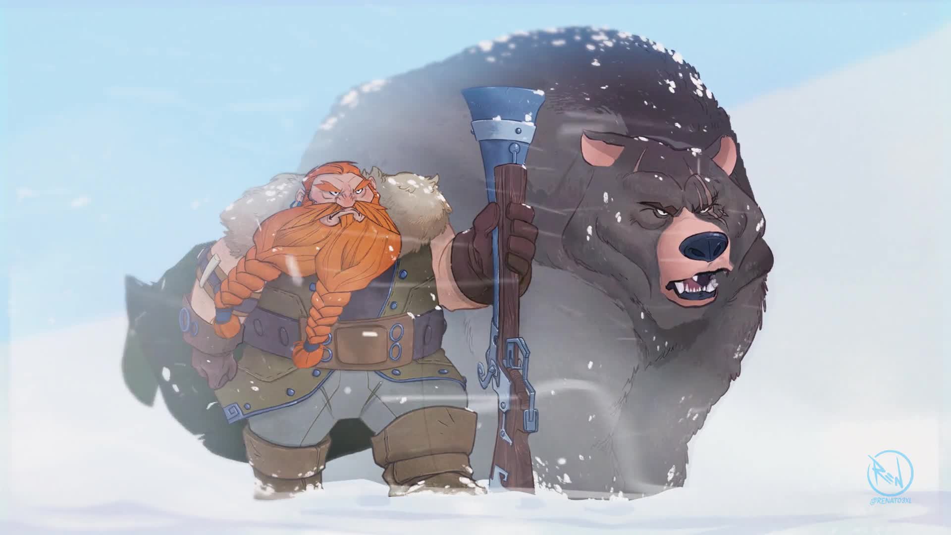 dwarf and bear wallpaper mini redux