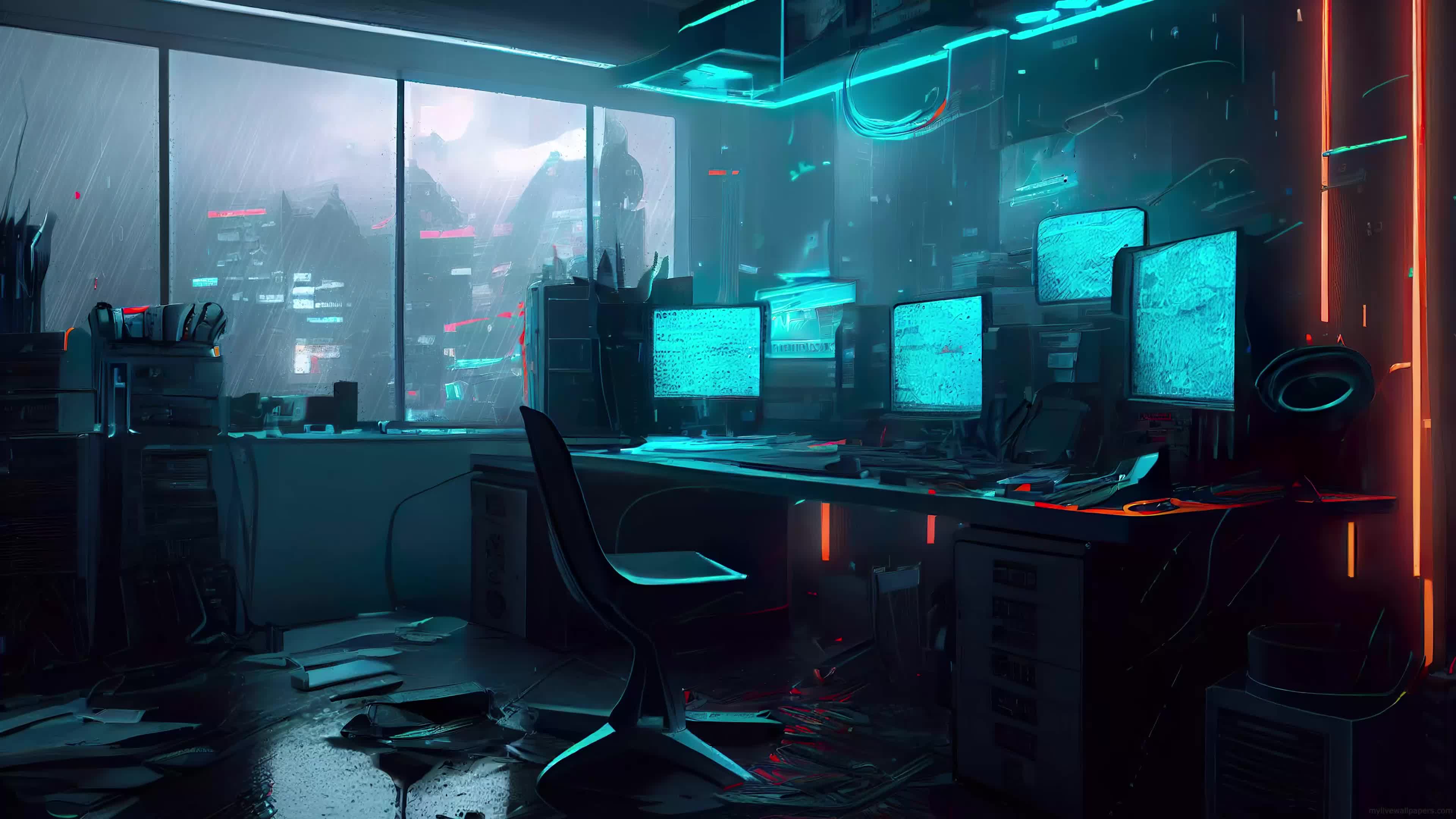 Dark Hacker Room 4K Live Wallpaper